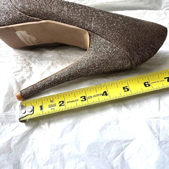 Charlotte Russe  Gold Glitter Peep Toes Platform High Heel Shoes  Size 8 - Picture 15 of 16